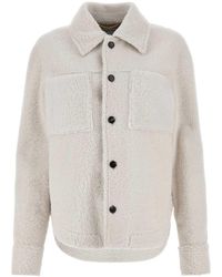 Bottega Veneta - Chalk Shearling Oversize Shirt - Lyst