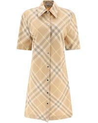 Burberry - Check Cotton Shirt Kleid - Lyst
