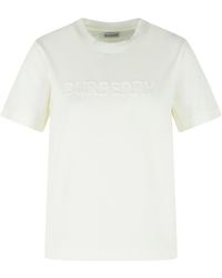 Burberry - Wit Katoenen T-shirt - Lyst