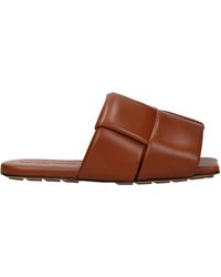 Bottega Veneta - Caramel Leather Slides And Clogs - Lyst