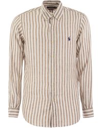 Polo Ralph Lauren - Custom Fit gestreiftes Leinenhemd - Lyst