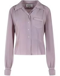 Maison Margiela - Lilac Long-Sleeved Silk Shirt - Lyst