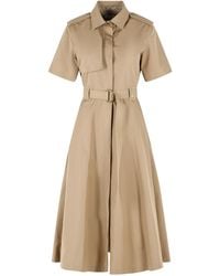 Burberry - 'tanya' Overhemdjurk Van Beige 'puddle' Katoenen Poliin - Lyst