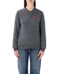 COMME DES GARÇONS PLAY - Wool Cardigan With Crystal Heart - Lyst