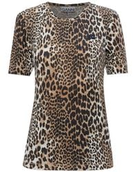 Ganni - Animal Print Crew Neck T-Shirt - Lyst