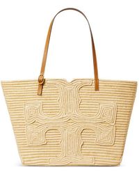 Tory Burch - Ella Strukturierte Stroh-Einkaufstasche - Lyst