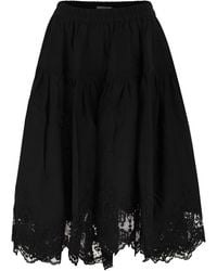 Maurizio Mykonos - Linen And Rayon Midi Skirt With Embroidered Hem - Lyst