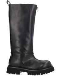 Moschino - Leather Knee-High Boots With Front Zipper - Lyst