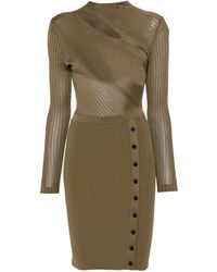Self-Portrait - Ribbed Knit Mini Dress With Cut-Outs - Lyst