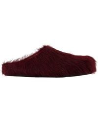 Marni - Fussbett Mules Leder Burgund - Lyst