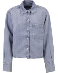 7 For All Mankind - Lightweight Cotton And Linen Denim Shirt With Pocket - Lyst