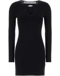 Alexander Wang - Ls V-Neck Mini Dress With Crystal Necklace - Lyst