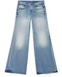 DIESEL - Wide-Leg Jeans With Faded Wash And Classic Five-Po - Lyst