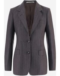Tagliatore - Structured Wool Jacket With Subtle Striped Pattern - Lyst