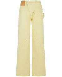 JW Anderson - Jw Anderson Workwear 'katoenen Broek Met Geel Gedraaide Been - Lyst