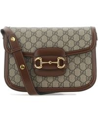Gucci - Gg Supreme Fabric And Leather Horsebit 1955 Shoulder Bag - Lyst