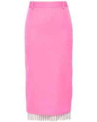 The Attico - Midi Skirt With Striped Hem - Lyst