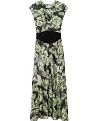 Tory Burch - Grünes u-ausschnitt kleid mit kapärmeln - Lyst