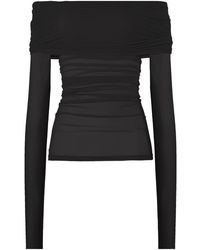 Wolford - Gedrapeerde Doorzichtige Top Met Lange Mouwen - Lyst