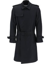 Burberry - Double Breasted Silk Blend Trench Coat - Lyst