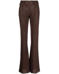 ANDREADAMO - Waffle-Knit Cut-Out Flared Trousers - Lyst