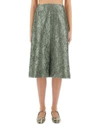 Dries Van Noten - Ruched Satin Midi Skirt - Lyst