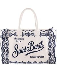 MC2 Saint Barth - Cotton Canvas Beach Tote Bag With Bandana Print And Ruffles - Lyst