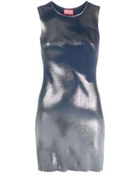DIESEL - Short Knit Dress With Metallic Effects - Lyst