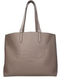 Fendi - Schoudertassen Vrouwen Leergrijs/touw - Lyst