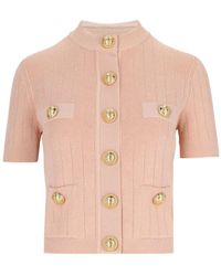 Balmain - Hellrosa pullover mit knopfverschluss - Lyst