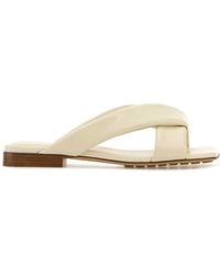 Bottega Veneta - Ivory Leather Riva Slippers - Lyst