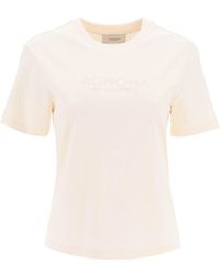 Agnona - T -Shirt mit gestickter Logo - Lyst