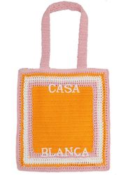 CASABLANCA - Logo-Print Bamboo-Handle Tote Bag - Lyst