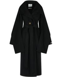 Sportmax - Virgin Wool Coat With Scarf Neckline - Lyst