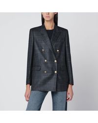 Tagliatore - Double Breasted Checked Wool Blazer - Lyst