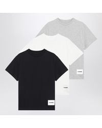 Jil Sander - Set Of Three Cotton T Shirts With Logo Patch - Lyst
