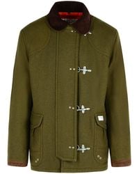 Fay - '4 Ganci' Groene Wol Blend Jas - Lyst