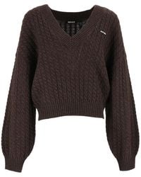 ROTATE BIRGER CHRISTENSEN - Regular-Fit Cable-Knit V-Neck Sweater - Lyst