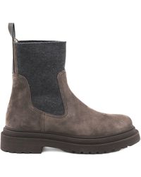 Brunello Cucinelli - Wildleder Leder Chelsea Stiefel - Lyst