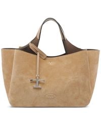 Tod's - Logo-Charm Suede Tote Bag - Lyst