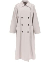 Brunello Cucinelli - Double Breasted Trench Coat Met Glanzende Manchetdetails - Lyst