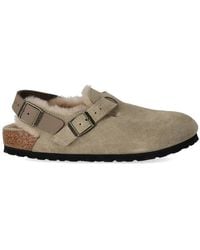 Birkenstock - Tokio Shearling Taupe Clog - Lyst