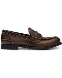 Miu Miu - Leather Distressed Penny Loafers - Lyst
