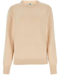 Fendi - Sand Stretch Wool Blend Sweater - Lyst