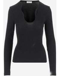 Ferragamo - Cotton Top With Shaped Neckline - Lyst