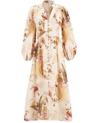 Zimmermann - Maxi-Jurk Met Bloemenprint - Lyst