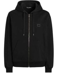 Dolce & Gabbana - Dolce & Gabbana Cotton Hoodie With Logo Plaque - Lyst
