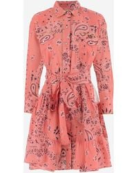 PEP'S CANNES - Cotton Dress With Damask Pattern - Lyst