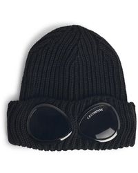 C.P. Company - C.p. Bedrijf 'lens' Zwarte Wollen Beanie - Lyst