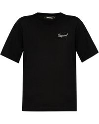 DSquared² - T-Shirt With Shimmering Crystals - Lyst